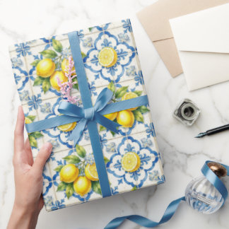 Amalfi-Zitronen, Diamanten und mediterrane Fliesen Geschenkpapier