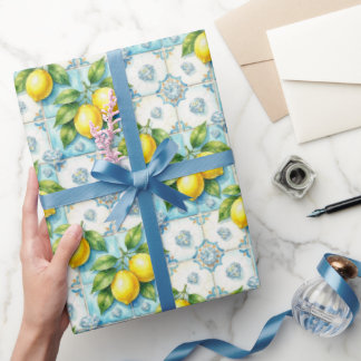Amalfi-Zitronen, Diamanten und mediterrane Fliesen Geschenkpapier