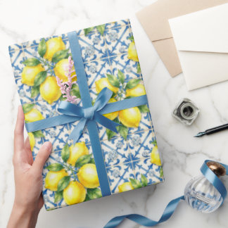 Amalfi-Zitronen, Diamanten und mediterrane Fliesen Geschenkpapier
