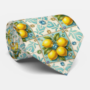 Amalfi Zitronen Faux-Seide Luxus-Designer-Stil Krawatte