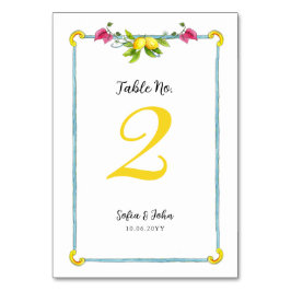Amalfi-Zitronen Hochzeit-Tischnummer Tischnummer