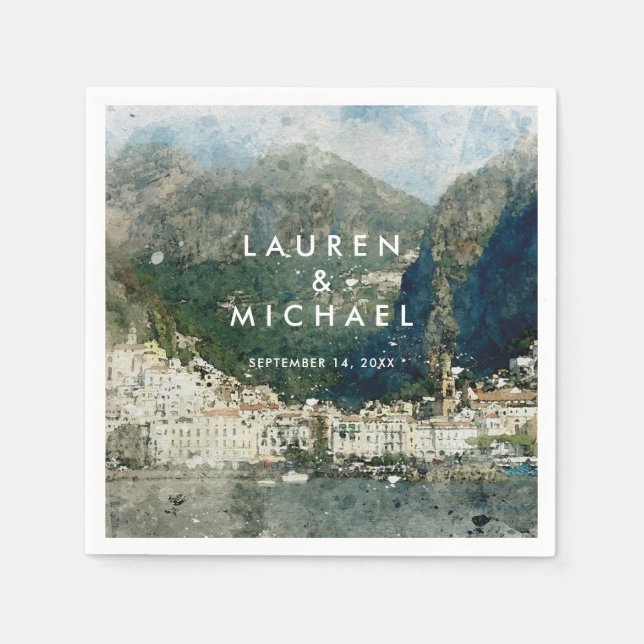Amalfiküste italitale landschaftliche Hochzeitsnap Serviette (Vorderseite)