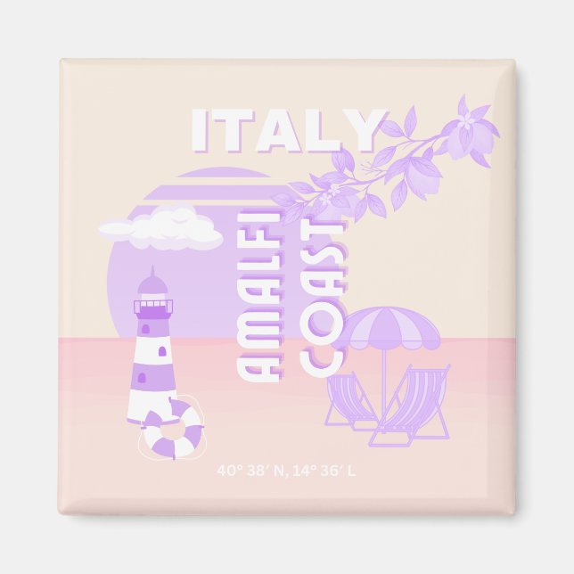 Amalfiküste, Reisekunst, Preppy Travel, Pastell Magnet (Vorne)