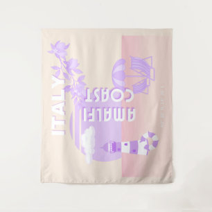 Amalfiküste, Reisekunst, Preppy Travel, Pastell Wandteppich