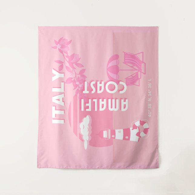 Amalfiküste, Reisekunst, Rosa Wandteppich (Vorderseite)