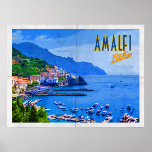 Amalfiküste Vintage-Reisen Poster