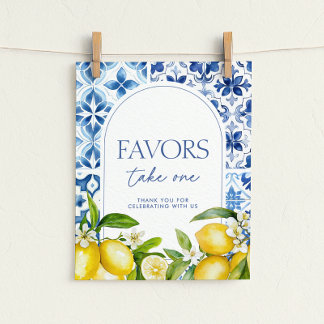 Amalfiküste-Zitronen-Baby-Shower-Geschenke-Schild Poster