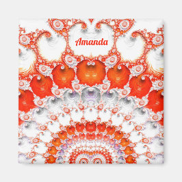 AMANDA ~ Abstraktes Muster ~ Red Orange White~ Magnet