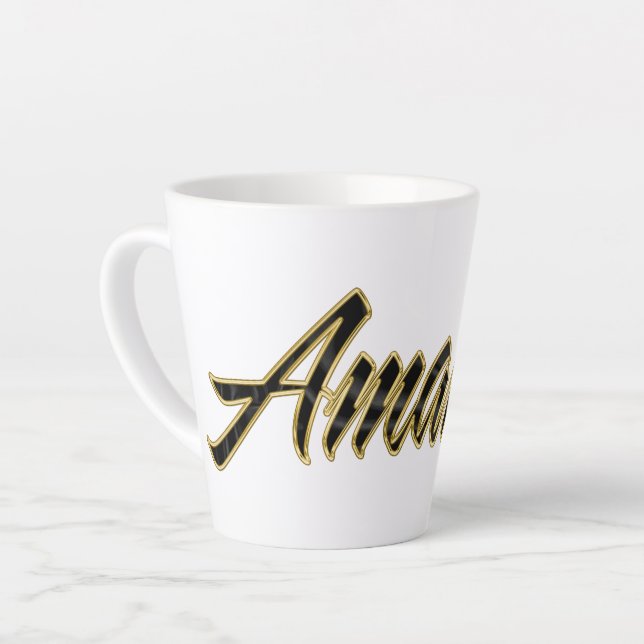 Amanda black gold Lettering Latte Tasse (Linke Ecke)