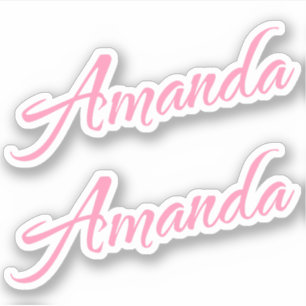 Amanda Decorative Name in Rosa x2 Aufkleber