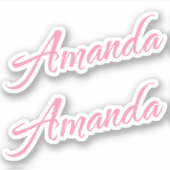 Amanda Decorative Name in Rosa x2 Aufkleber (Vorderseite)
