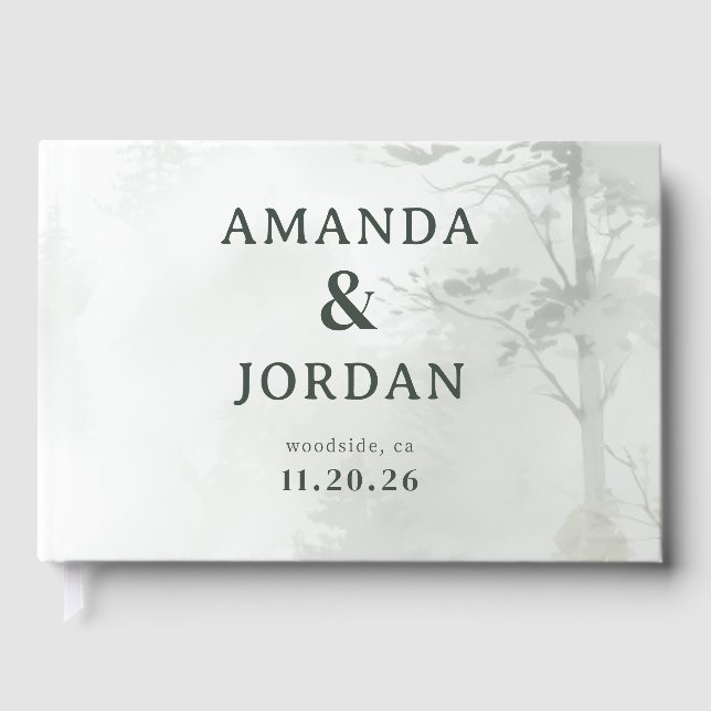Amanda & Jordan Serene White Minimalist Gästebuch (Vorderseite)