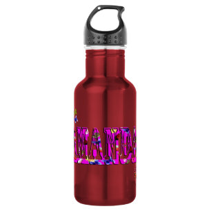 Amanda, Name, Bildlogo mit Schmetterlingen, Edelstahlflasche