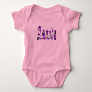 Amanda, Name, Logo, Baby Girls Pink Bodysuit. Strampler