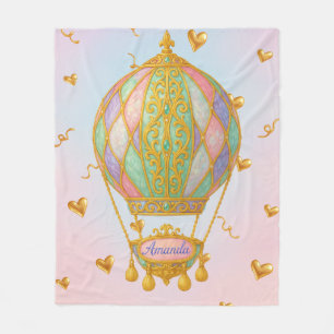 Amanda Personalisierte Pastell-Herzballon-Decke Fleecedecke