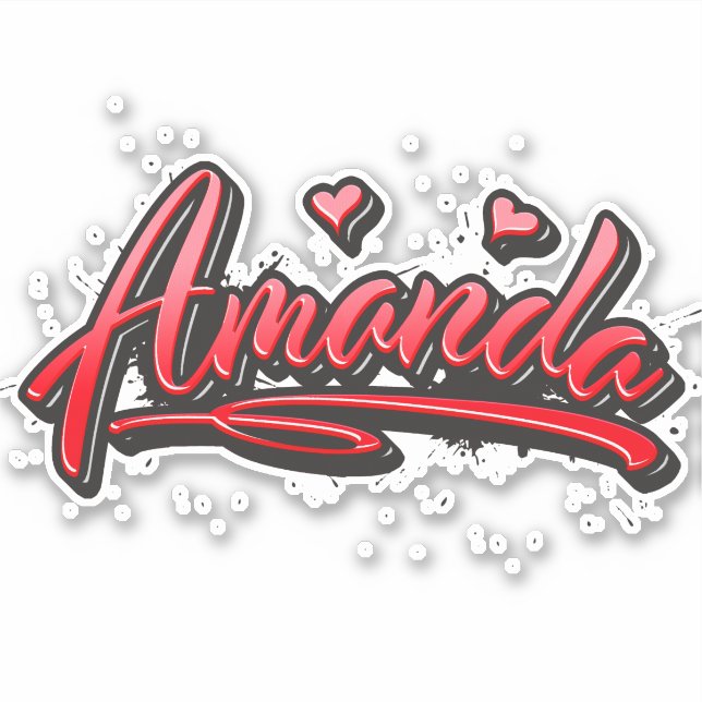 Amanda red Heart Graffiti Aufkleber Sticker (Vorderseite)