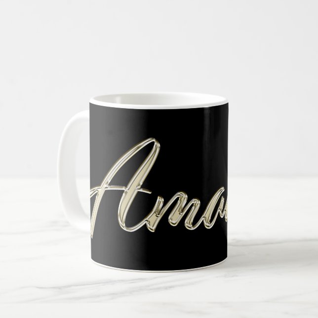 Amanda white gold Handwriting Tasse Kaffeetasse (Vorderseite Links)