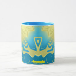 AMANDA ~ Zany 3D Fraktal ~ Yellow Blue 3D Tasse