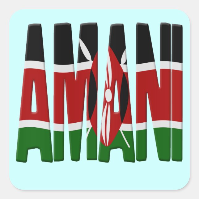 Amani - Peace - Kenya flag Quadratischer Aufkleber (Vorderseite)