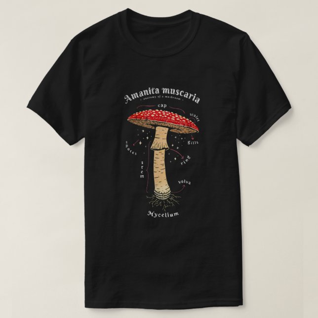 Amanita muscaria Mushroom definition latin art  T-Shirt (Design vorne)