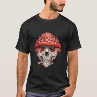 Amanita Muscaria Mushroom Skull T - Shirt