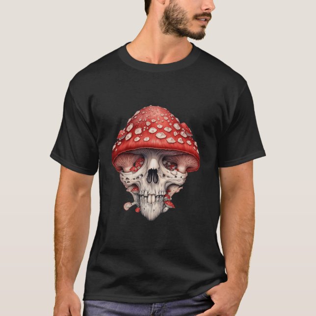 Amanita Muscaria Mushroom Skull T - Shirt (Vorderseite)
