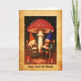 Amanita Mushroom und Gnomes Feiertagskarte