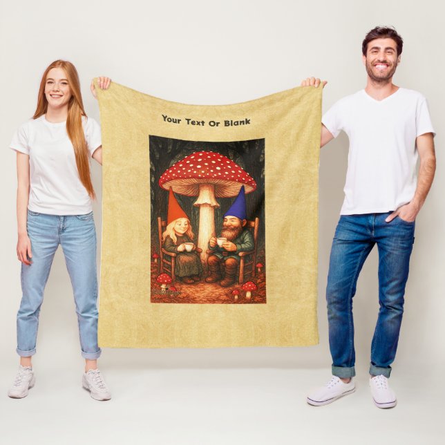 Amanita Mushroom und Gnomes Fleecedecke (Beispiel)