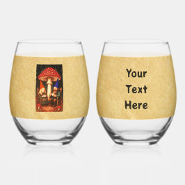 Amanita Mushroom und Gnomes Weinglas Ohne Stiel