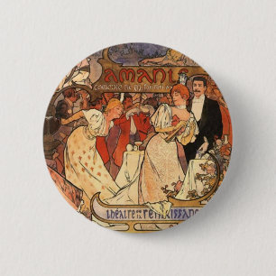 Amants, Alphonse Mucha Button