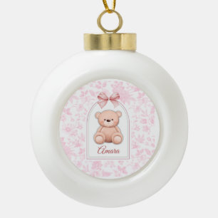 Amara Benutzerdefiniertes rosa Teddy-Bär-Kinderz Keramik Kugel-Ornament