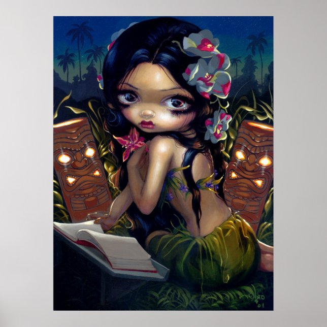 Amara und das Buch ART PRINT menehune tiki lowbrow Poster (Vorne)