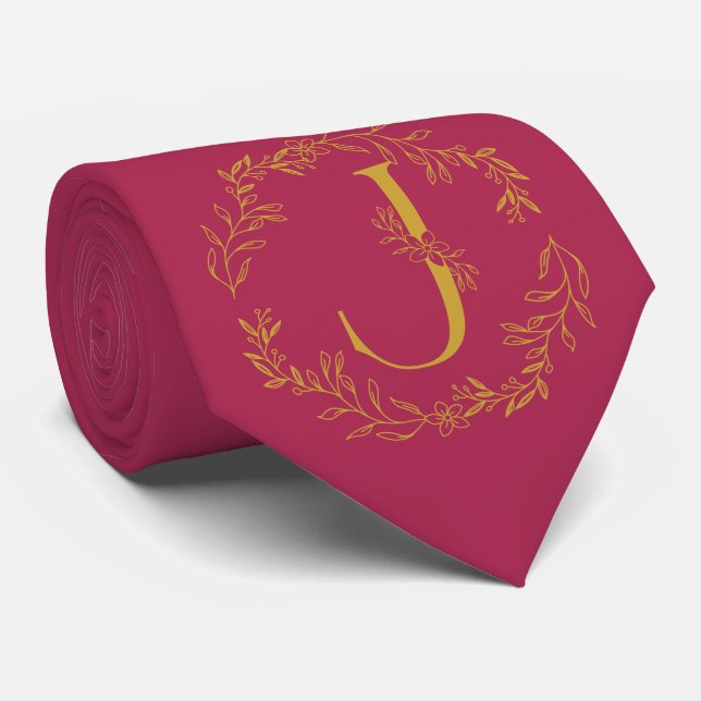 Amaranth lila Color Mit Monogramm Trauzeugen Krawatte (Gerollt)