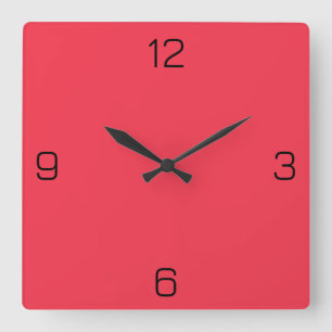 Amaranth Red F4364C Color - Option "Name hinzufüge Quadratische Wanduhr