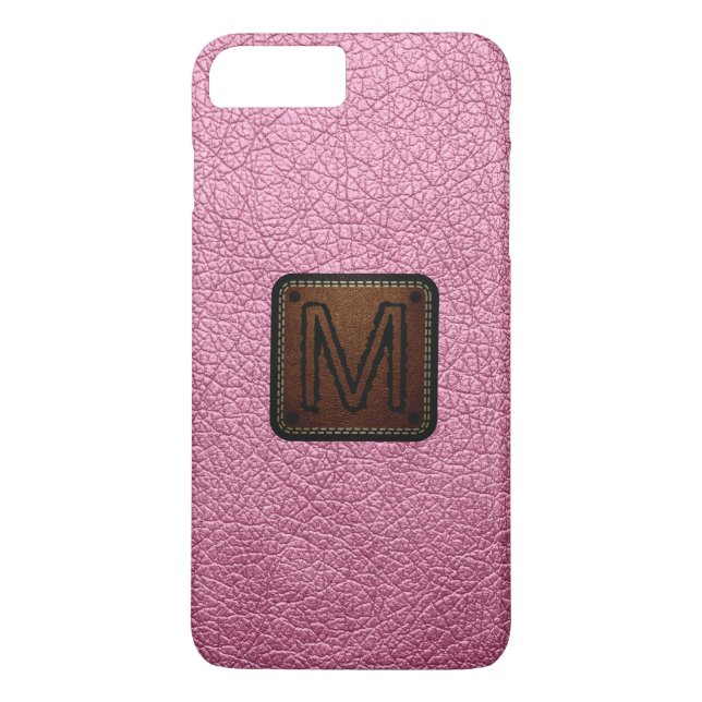 Amaranth rosa Leder-Optik Monogramm Case-Mate iPhone Hülle (Rückseite)