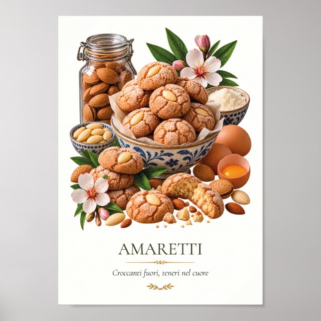 Amaretti – Vintage italienisches Dessert Poster (Vorne)