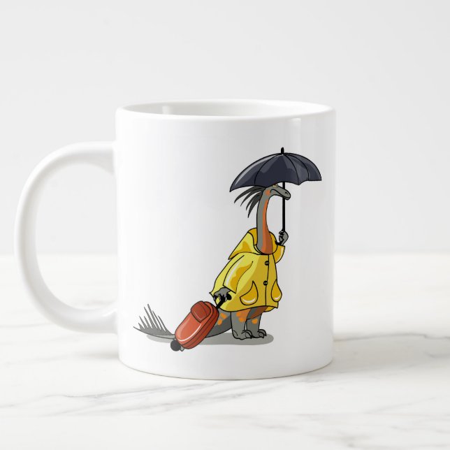 Amargasaurus mit Regenschirm und Koffer. Jumbo-Tasse (Links)