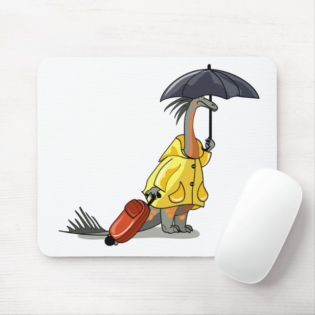Amargasaurus mit Regenschirm und Koffer. Mousepad (Mit Mouse)