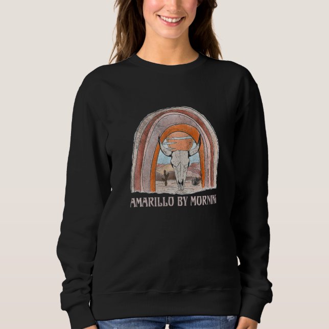 Amarillo By Morning Bull Skull Howdy Cactus Sarcas Sweatshirt (Vorderseite)