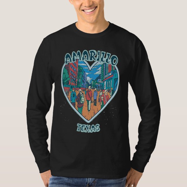 Amarillo In Texas Travel Souvenir Heart T-Shirt (Vorderseite)