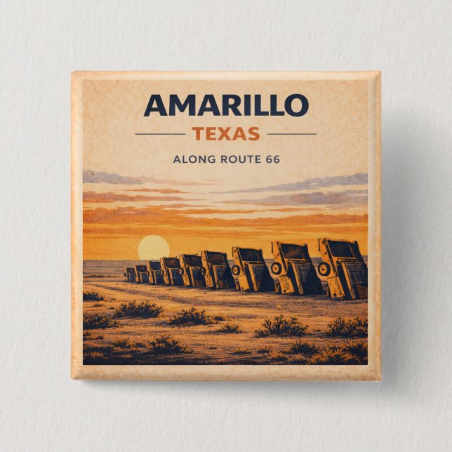 Amarillo Route 66 Retro-Wüsten-Andenken-Geschenk Button (Vorderseite)