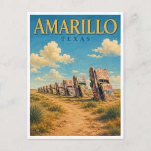 Amarillo Texas Cadillac Ranch GeoSaga Postkarte