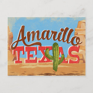 Amarillo Texas Cartoon Desert Vintage Travel Postkarte