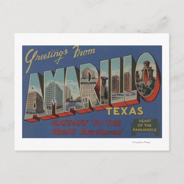 Amarillo, Texas (Herz des Panhandles) Postkarte (Vorderseite)