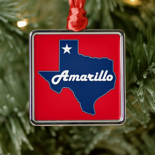 Amarillo Texas Lone Star Staat Karte Texan Weihnac Ornament Aus Metall (Baum)