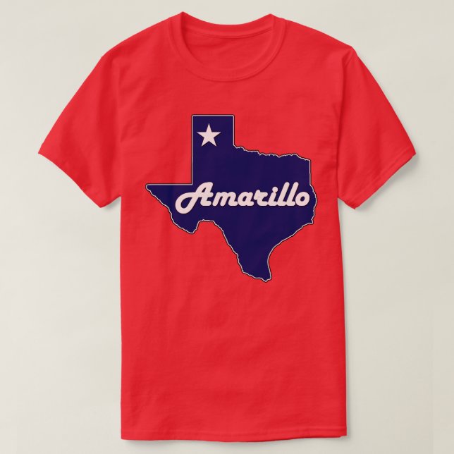 Amarillo Texas Navy Blue Lone Staaten Map T-Shirt (Design vorne)