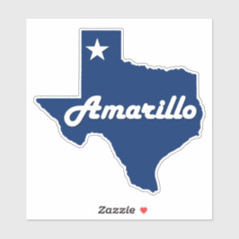 Amarillo, Texas Panhandle City Staat Map Aufkleber