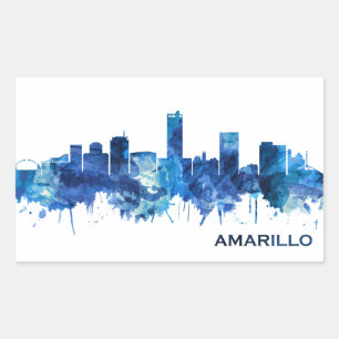 Amarillo Texas Skyline Blue Rechteckiger Aufkleber