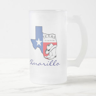 Amarillo Texas Staat Map mit Star, Boots, Hat-Tass Mattglas Bierglas