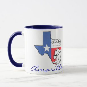 Amarillo Texas State Karte mit Stern, Stiefeln, Hu Tasse